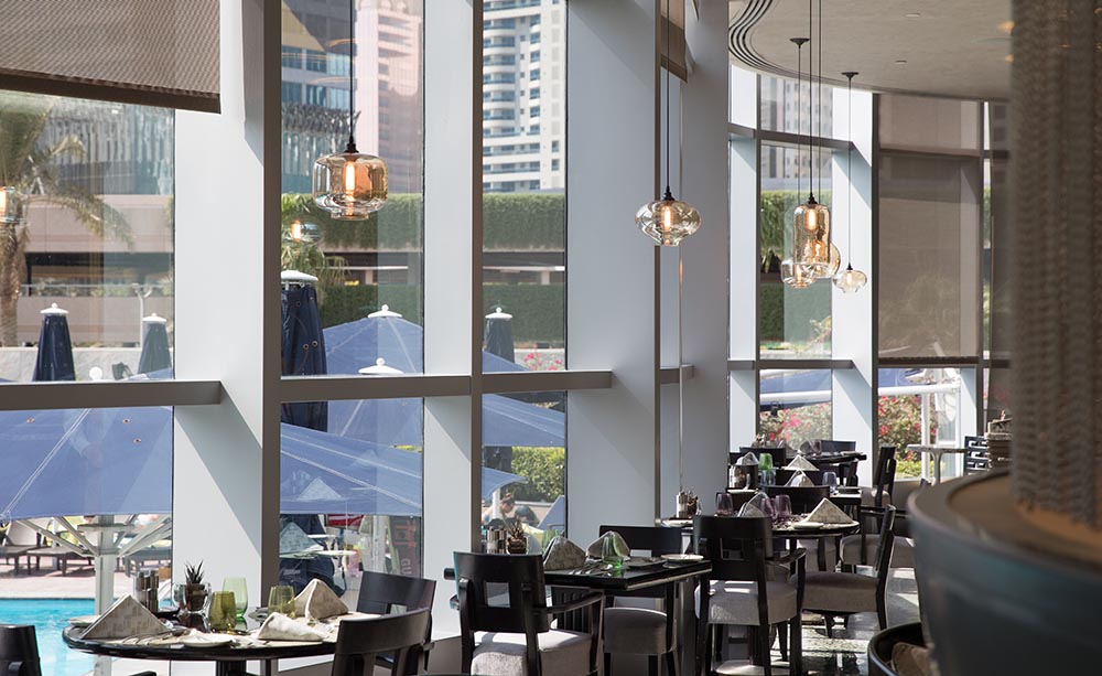 Das Restaurant Mundo im Erdgeschoss des Hotels. Foto: Jumeirah Emirates Towers