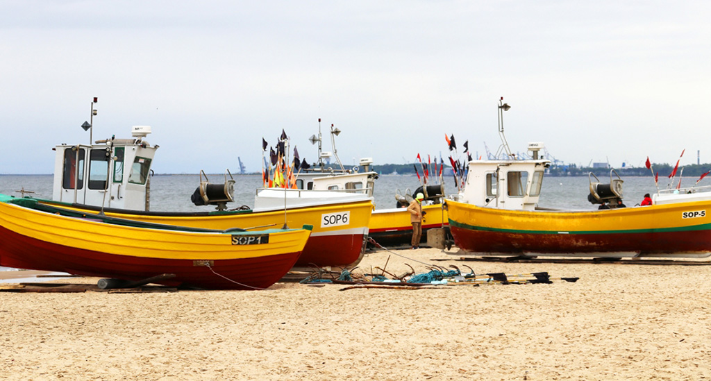 Boote am Strand von Sopot. Foto: Jürgen Sorges