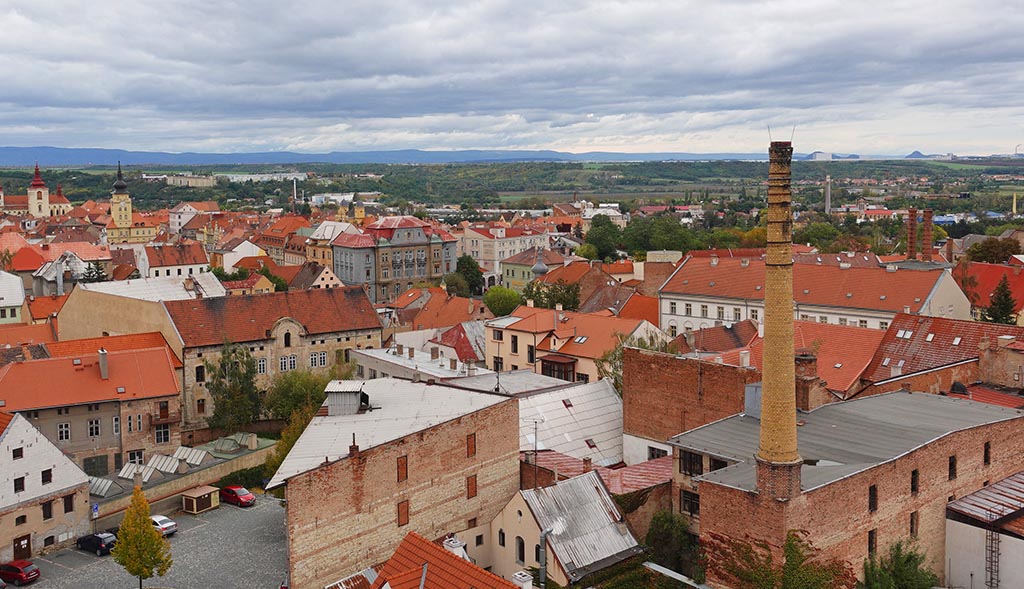 Blick über Zatec vom Hopfen-Leuchtturm. Foto: Fritz-Hermann Köser