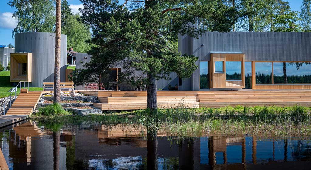 Die Serlachius Art Sauna in den Tiefen der finnischen Wälder, hochmoderne Architektur mutiger Architekten, inspirierend in außergewöhnlichem Ambiente. Foto: Serlachius Sampo Linkoneva