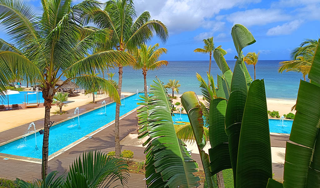 Traumhaft: Meerblick von den Zimmern im Le Méridien Ile Maurice. Foto: Michael Schabacker