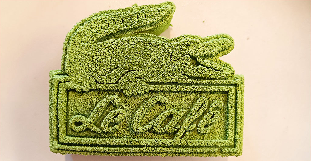 Im Le Café Lacoste: Dessert Pistazien-Krokodil. Foto: Michael Schabacker