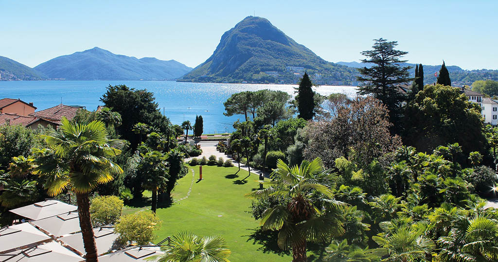 Aussicht auf den See und die umgebenden Berge. Foto: Villa Castagnola